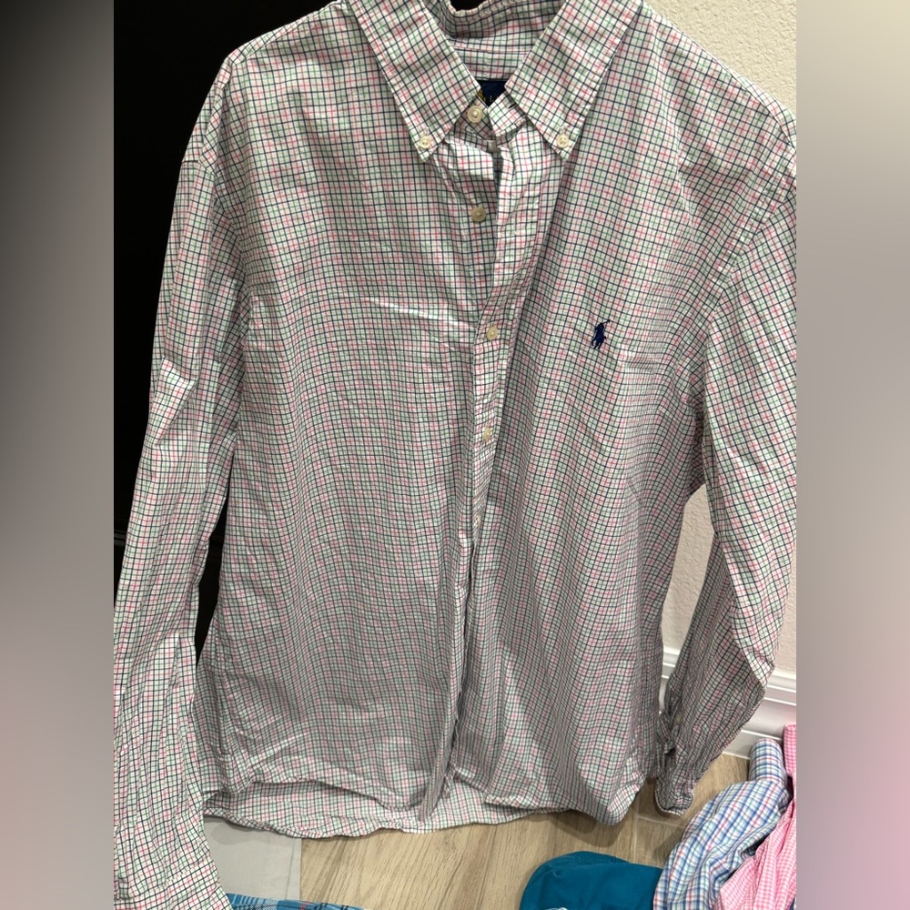 Ralph Lauren Light Blue Gingham Casual Button Down Shirt